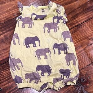 Tea Collection Lime Elephant Print Romper